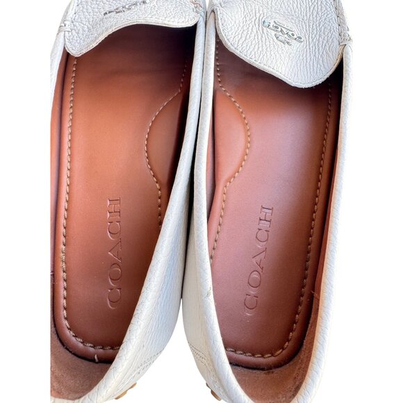 Coach Women's Size 8.5 B White Leather Loafers Slip-On Shoes With Logo Detail - Picture 9 of 12